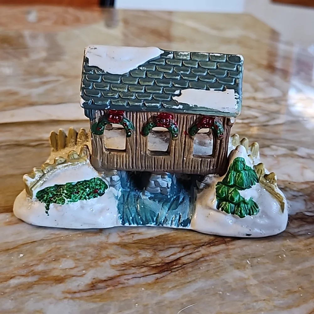 Christmas Village snowy covered bridge